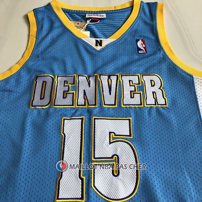 Maillot Denver Nuggets Carmelo Anthony NO 15 Mitchell & Ness 2003-04 Bleu
